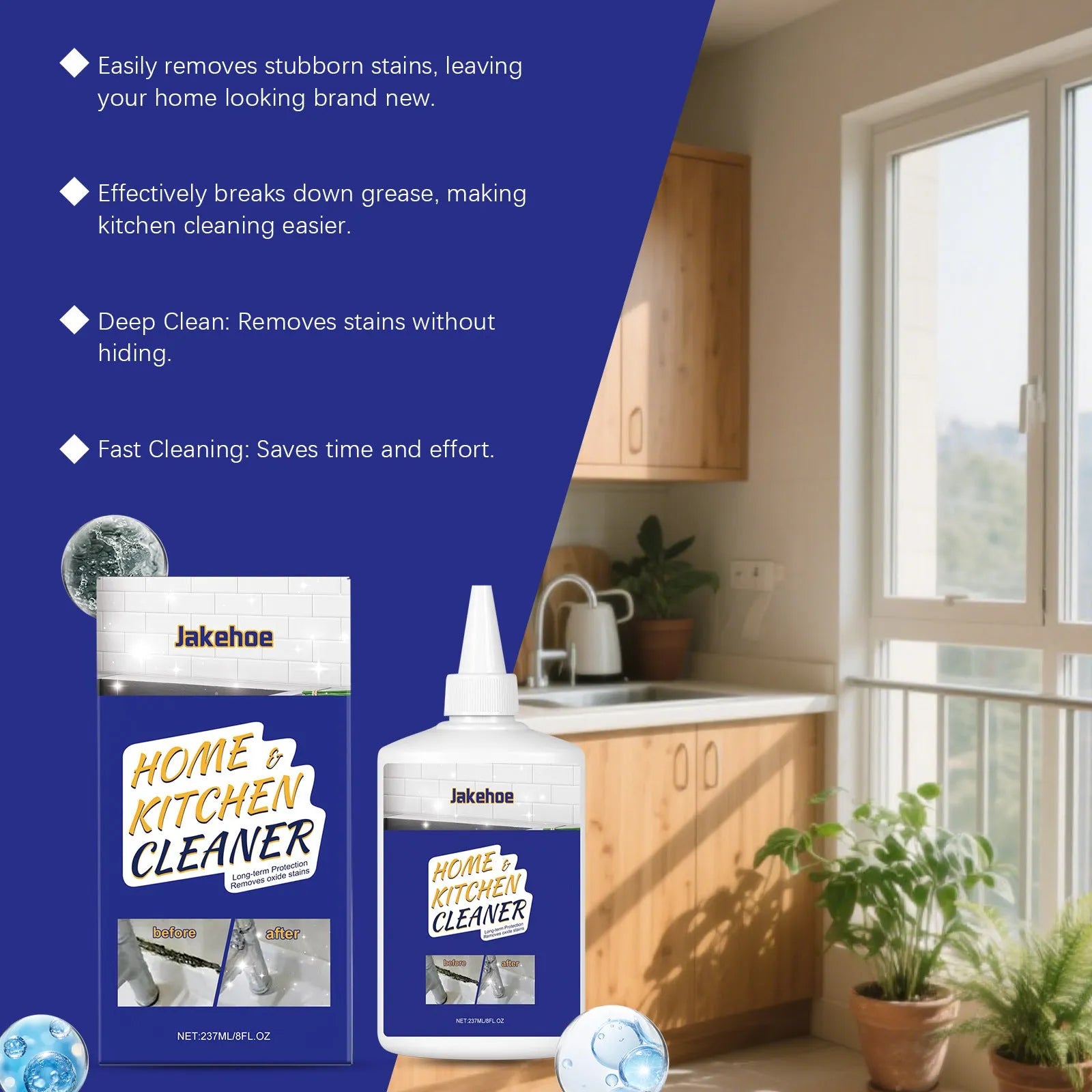 237ml household decontamination gel in squeezable tube for kitchen and bathroom cleaning