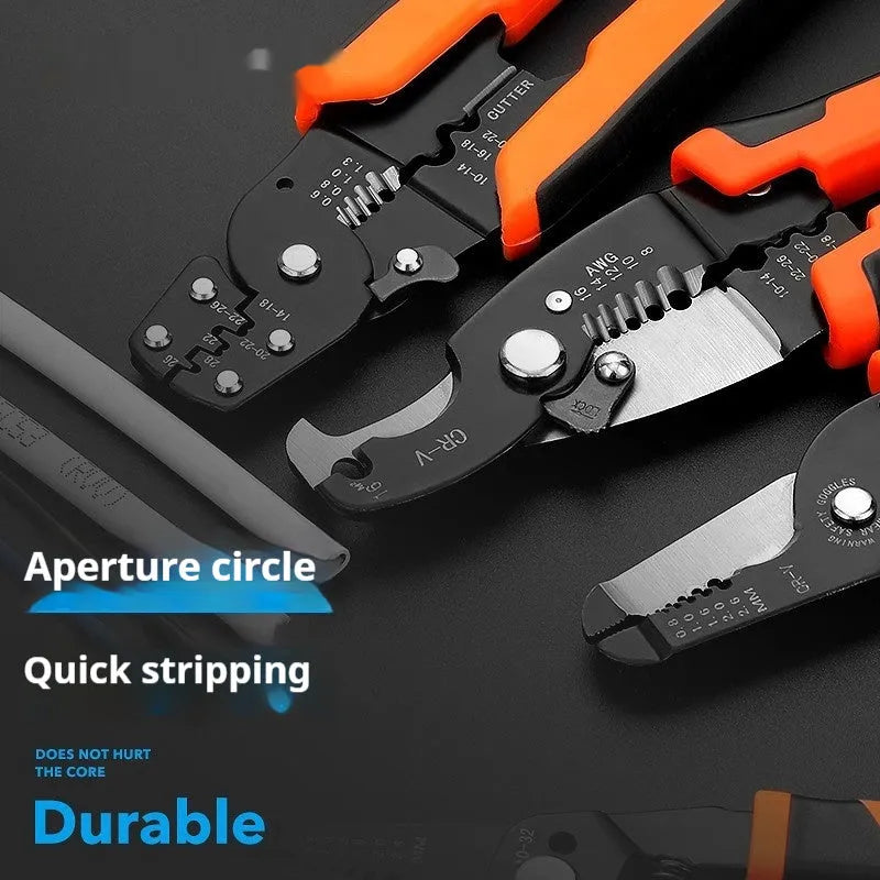 Fully automatic wire stripping pliers with high carbon steel blades and 45# steel construction