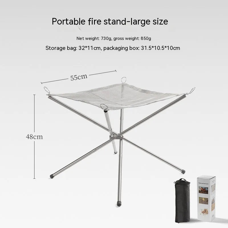 Silver stainless steel barbecue net grill shown in medium and large size options for outdoor use.