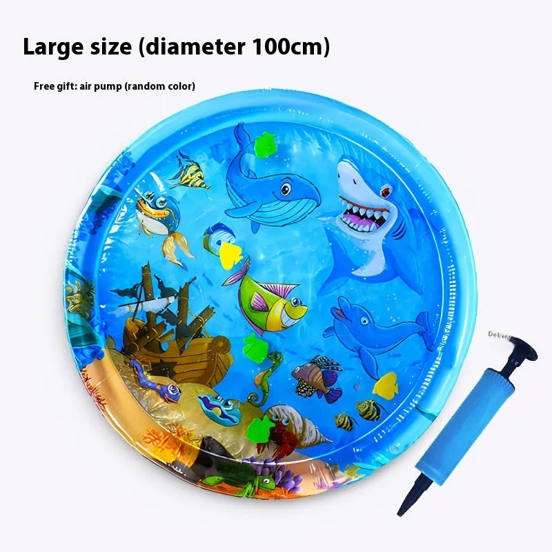 Inflatable PVC water cooling mattress for pets in dolphin or shark design.