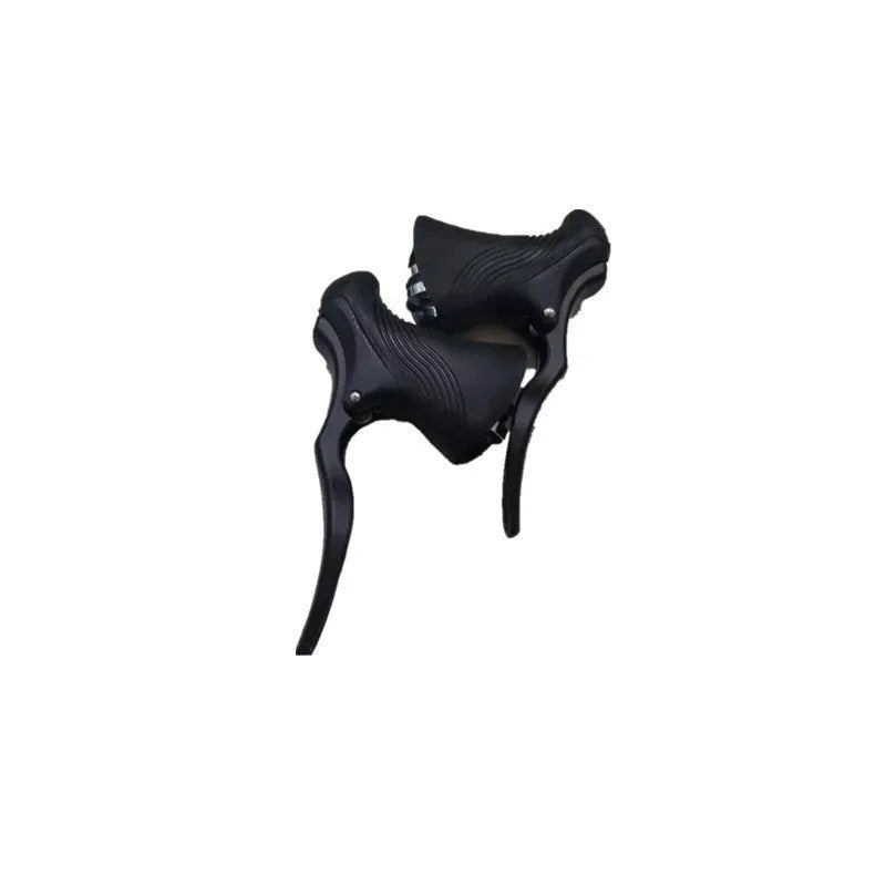 Aluminium road bicycle brake handles in black and black silver colours for 22.2mm and 23.8mm handlebars
