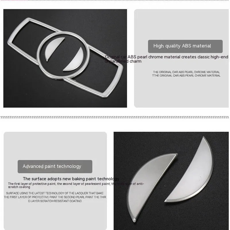 Silver ABS plastic decorative strip sticker for BMW headlight switch frame interior modification.