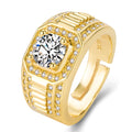 Large square diamond design on an adjustable copper men's ring with a gold or platinum finish.
