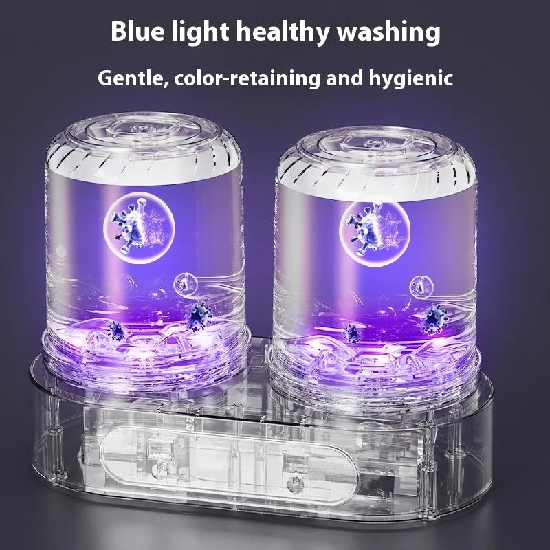 White double bucket USB powered mini portable washing machine for underwear with mechanical operation