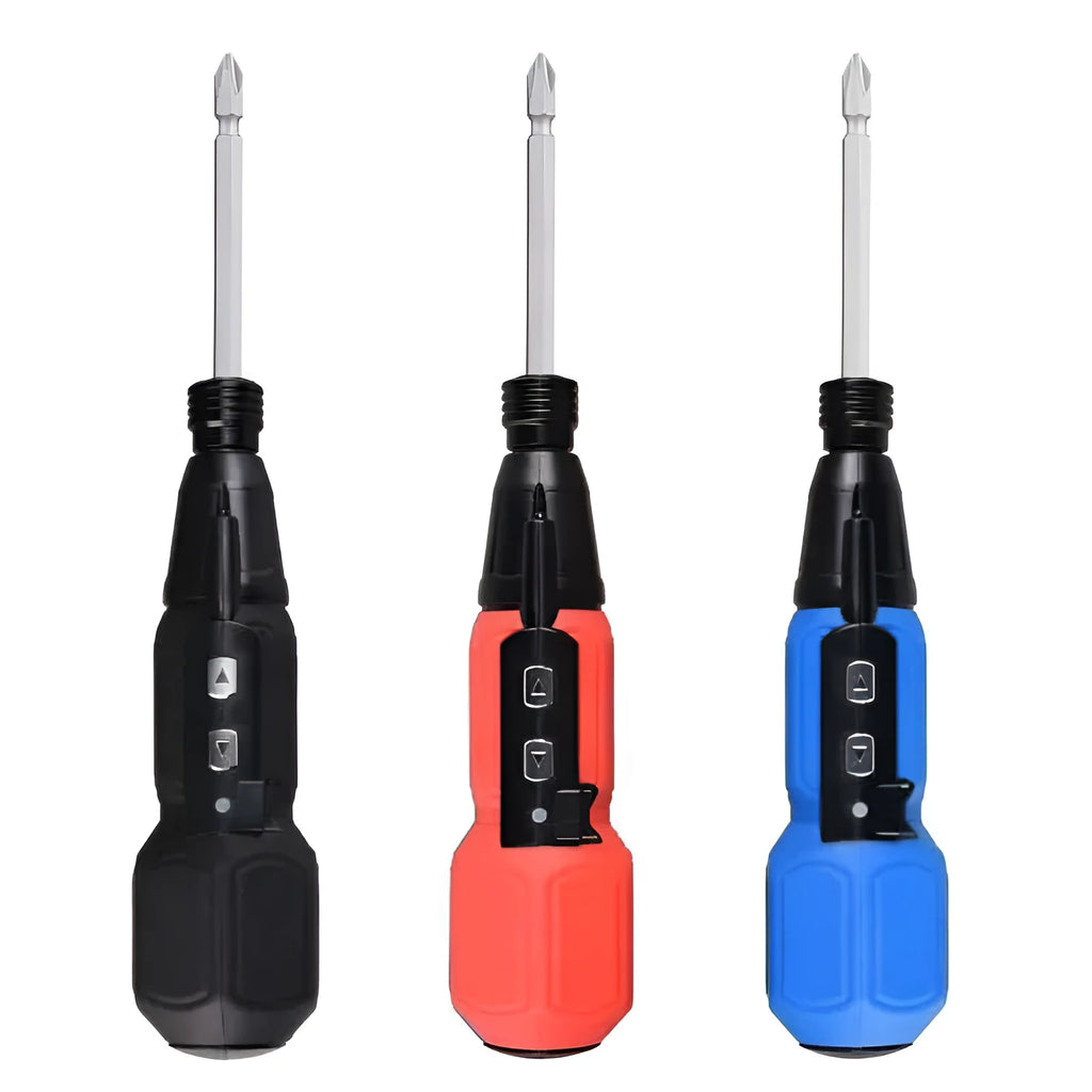 Black and blue 36V cordless electric screwdriver with straight alloy steel handle