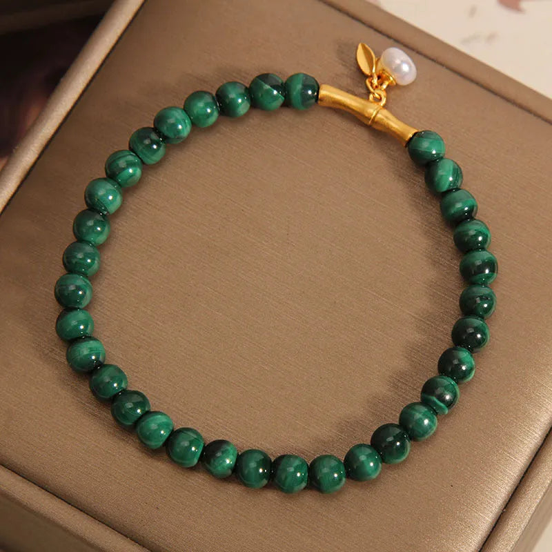 Silver-toned adjustable lucky bamboo bracelet for women with white crystal stones