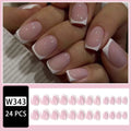 White plaid pattern false nail tips 24 pieces in box