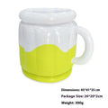 Yellow inflatable PVC ice bucket for drinks, shown deflated and inflated.