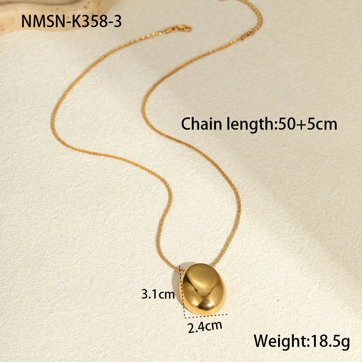 Gold geometric pendant necklace on adjustable 41-50cm chain with 18K plating