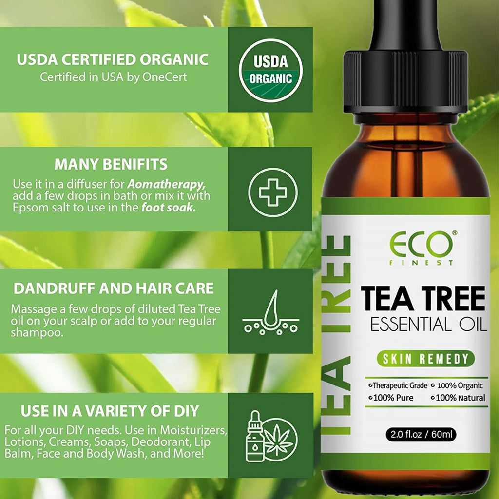 60ml bottle of pure tea tree essential oil for massage and skin application