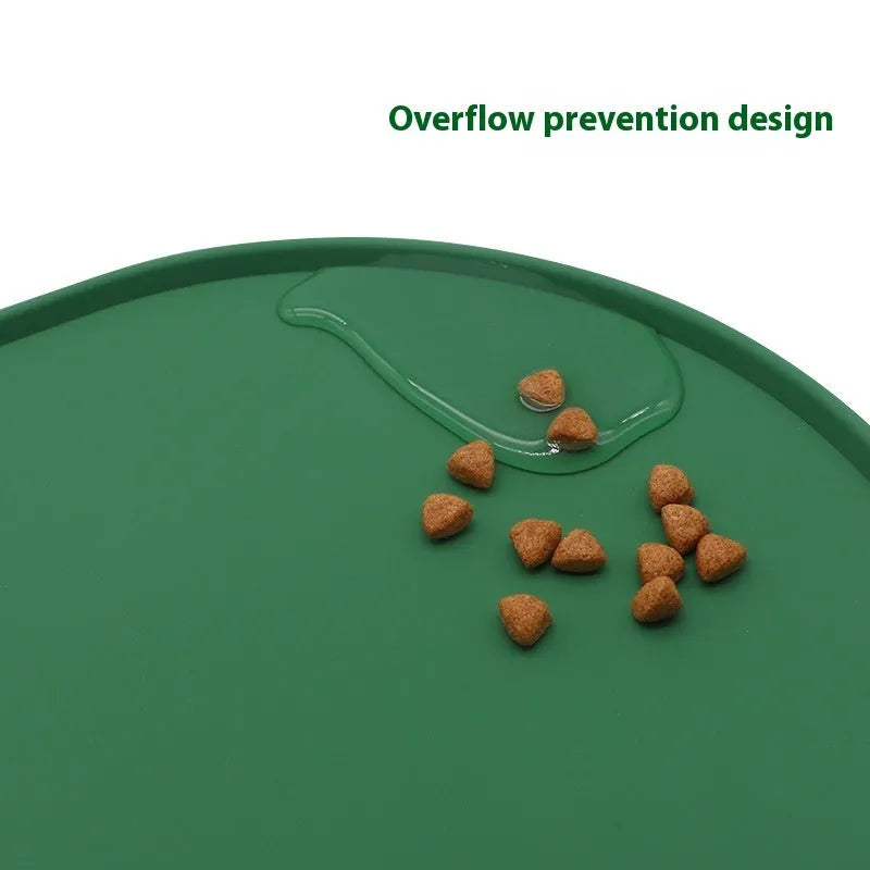 Silicone waterproof cat feeding placemat in beige colour showing dimensions