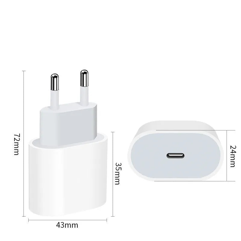 PD20W mobile phone charger with USB port and plug options