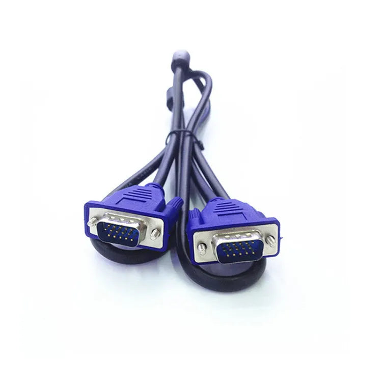 Black VGA computer cable with blue connector measuring 1.5 metres for monitor to PC connection