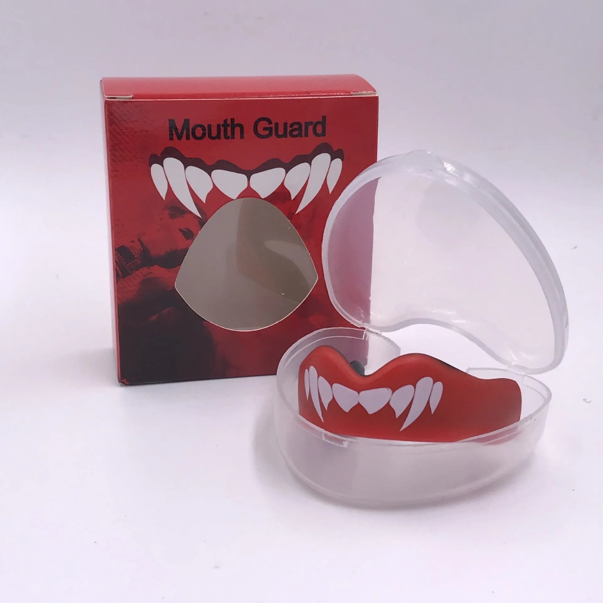 Adult boxing sports mouthguard with printed teeth pattern in choice of colours