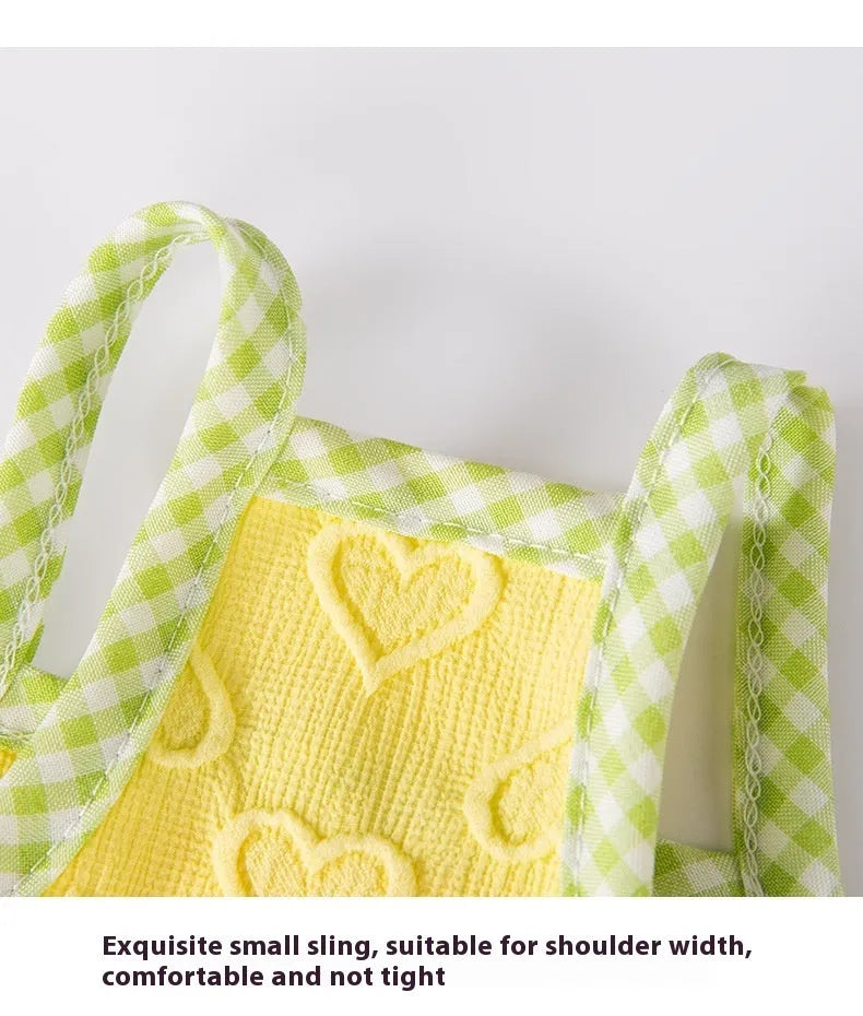 Small dog vest with heart bow suspenders in elastic material showing Bondi Blue colour option