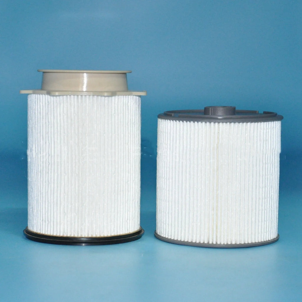 White diesel fuel filter kit for RAM trucks, showing filter element with nitrile rubber sealing ring.