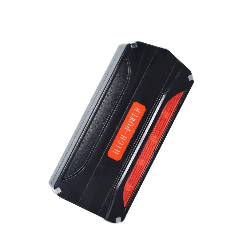 Black-red 12V emergency starting power supply with 7800mAh battery capacity measuring 178mm long