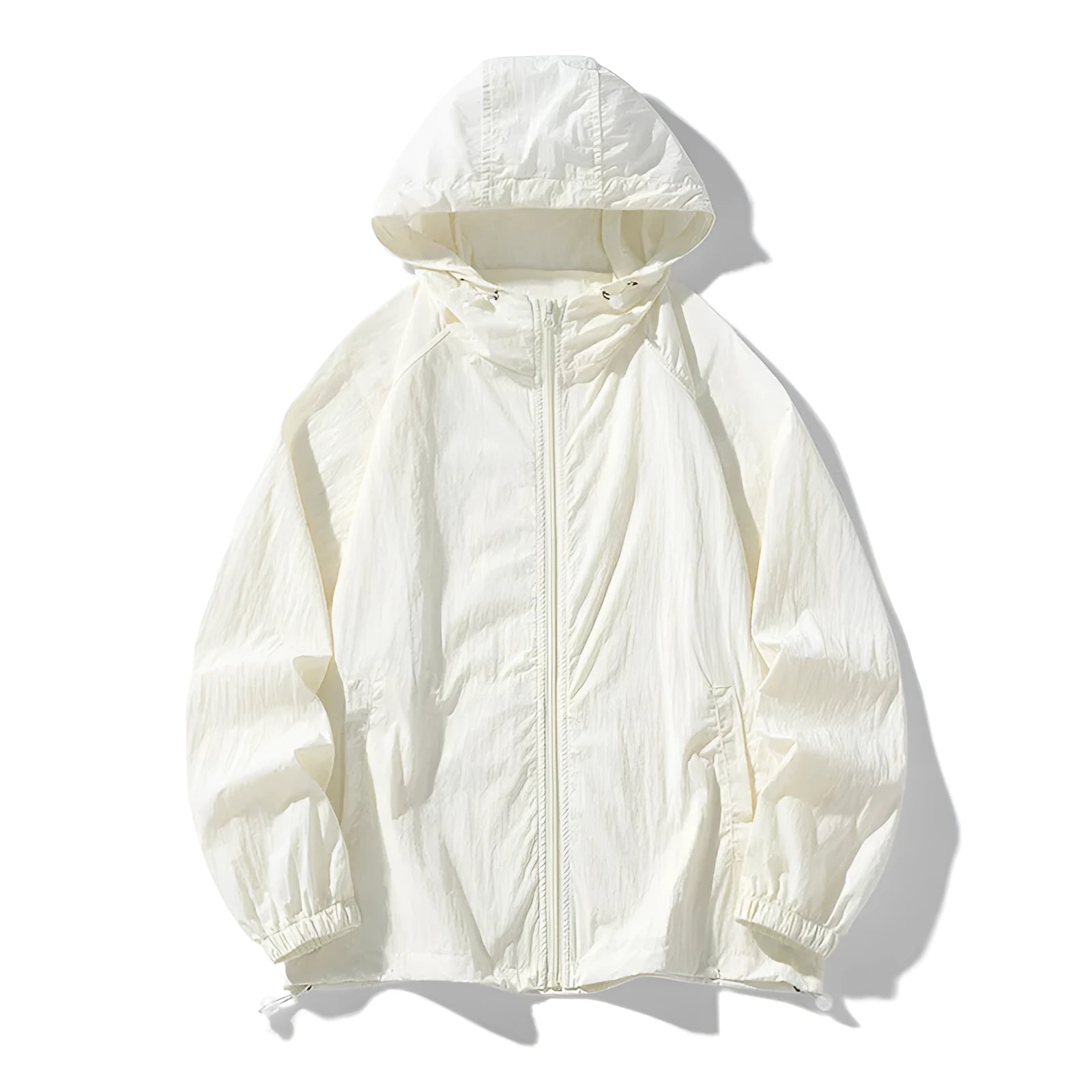 Loose-fitting thin outdoor jacket in a chemical fibre blend, shown in a choice of colours.