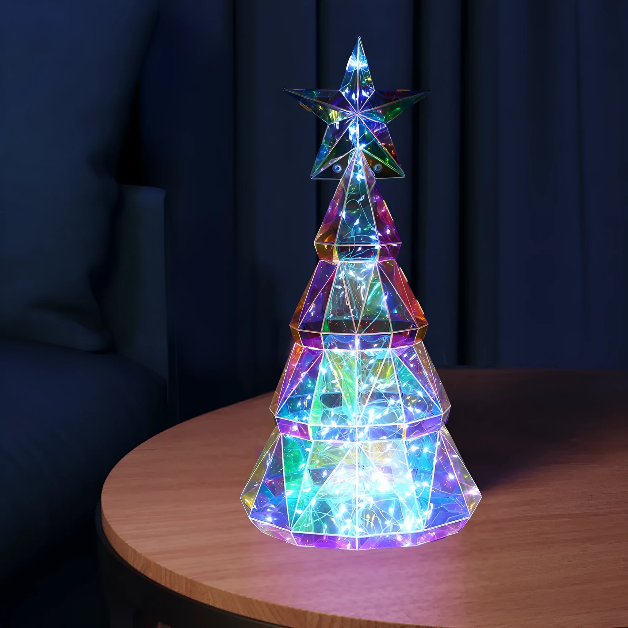 PET material colourful cartoon Christmas tree luminous decoration measuring 14.5×4.8×20cm