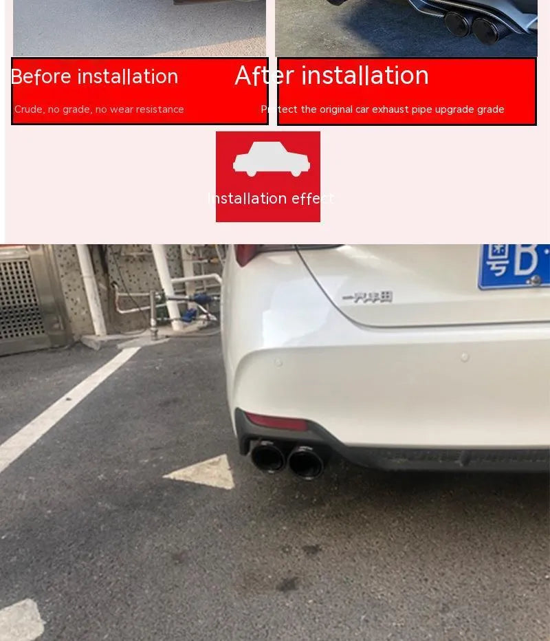 Black carbon fibre dual outlet car exhaust silencer with 250mm diameter