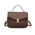 PU leather messenger bag in horizontal square shape with crossbody strap and document compartment