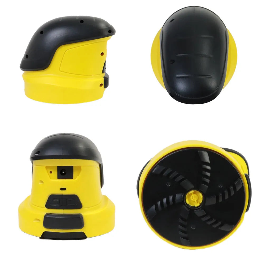Yellow cordless electric ice scraper for car windows with lithium battery and USB charging
