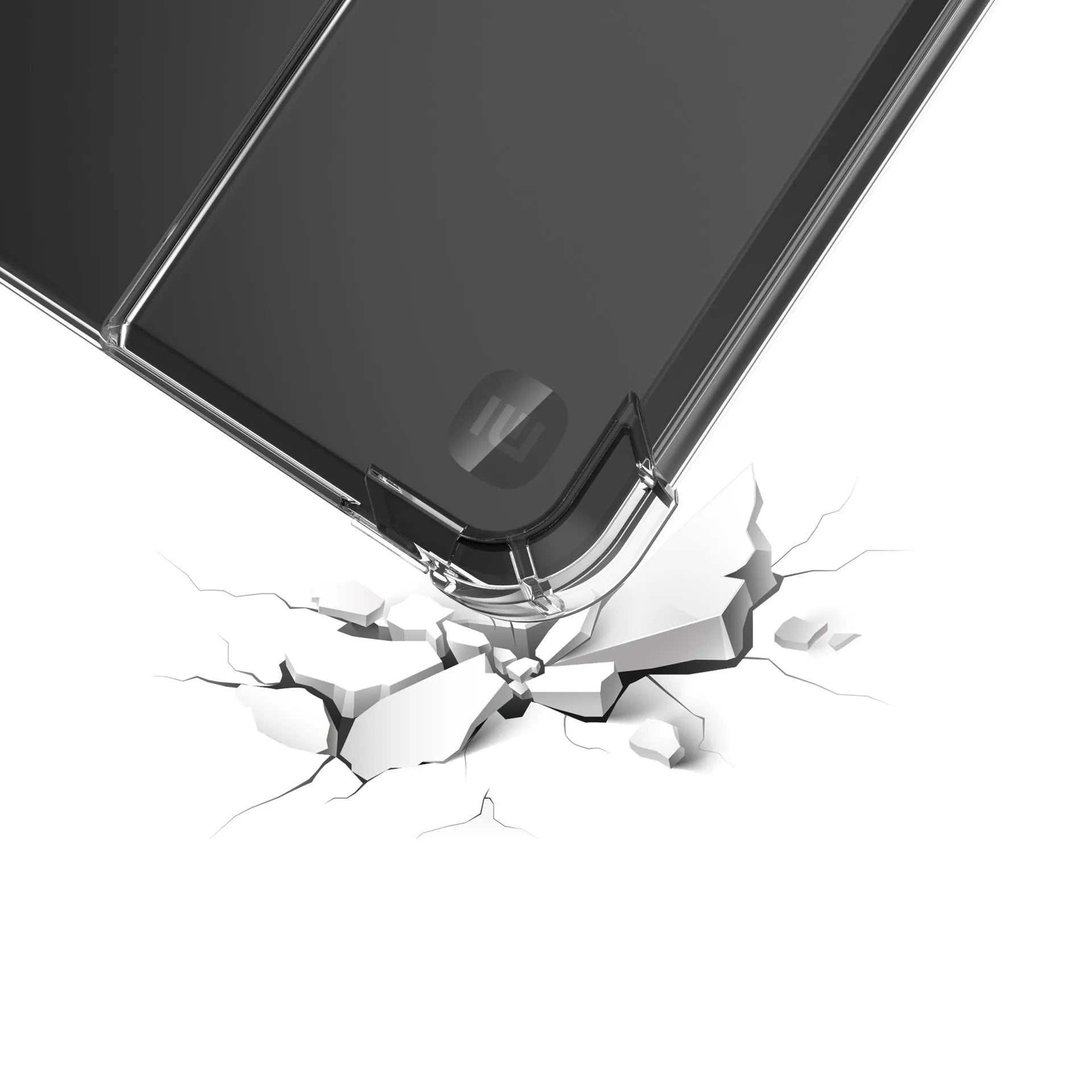 Transparent airbag protective phone case for 7-inch Xiaomi device showing shockproof TPU construction