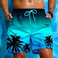 Men's ethnic style loose board swimming trunks in polyester with medium elastic waistband