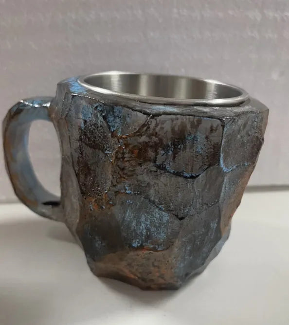 400ml resin coffee mug with mineral crystal design and handle in multiple colour options