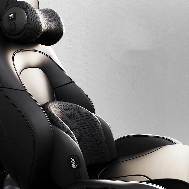 Electric massage cushion in Classic Black memory cotton for car seat headrest and lumbar support