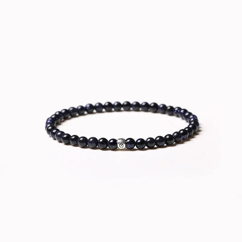 Geometric agate bracelet with 4mm round and square beads in obsidian, blue san, or black agate.
