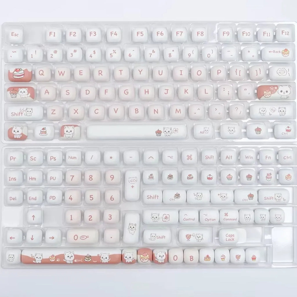 Cartoon dessert cat MOG round key cap with colourful sweet-themed illustration for mechanical keyboards