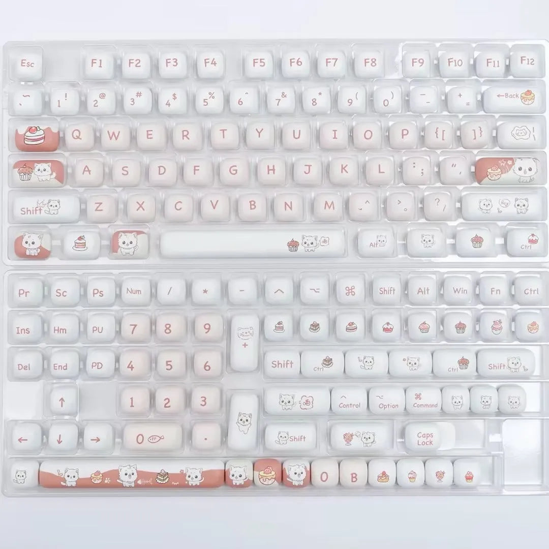 Cartoon dessert cat MOG round key cap with colourful sweet-themed illustration for mechanical keyboards