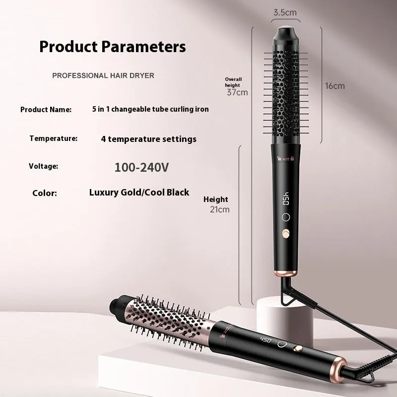 Automatic large wave hair curler in rose gold or black with three headbands for styling