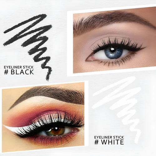 12 white and black waterproof eyeliner pencils with sharpener for multi-use makeup application