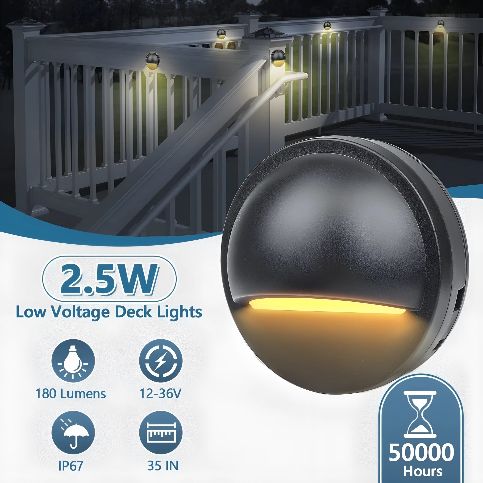Low voltage outdoor garden step light with IP67 waterproof rating and adjustable colour temperature