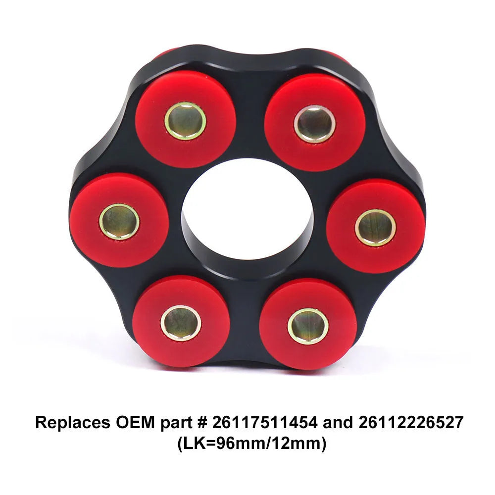 Red aluminium drive shaft connecting plate bracket for BMW E46 E36 E30 E28 models.