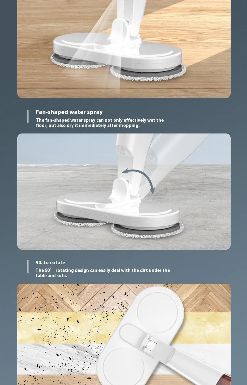 S5 Green and S5 White wireless sweeping and mopping all-in-one machine with USB charging cable.
