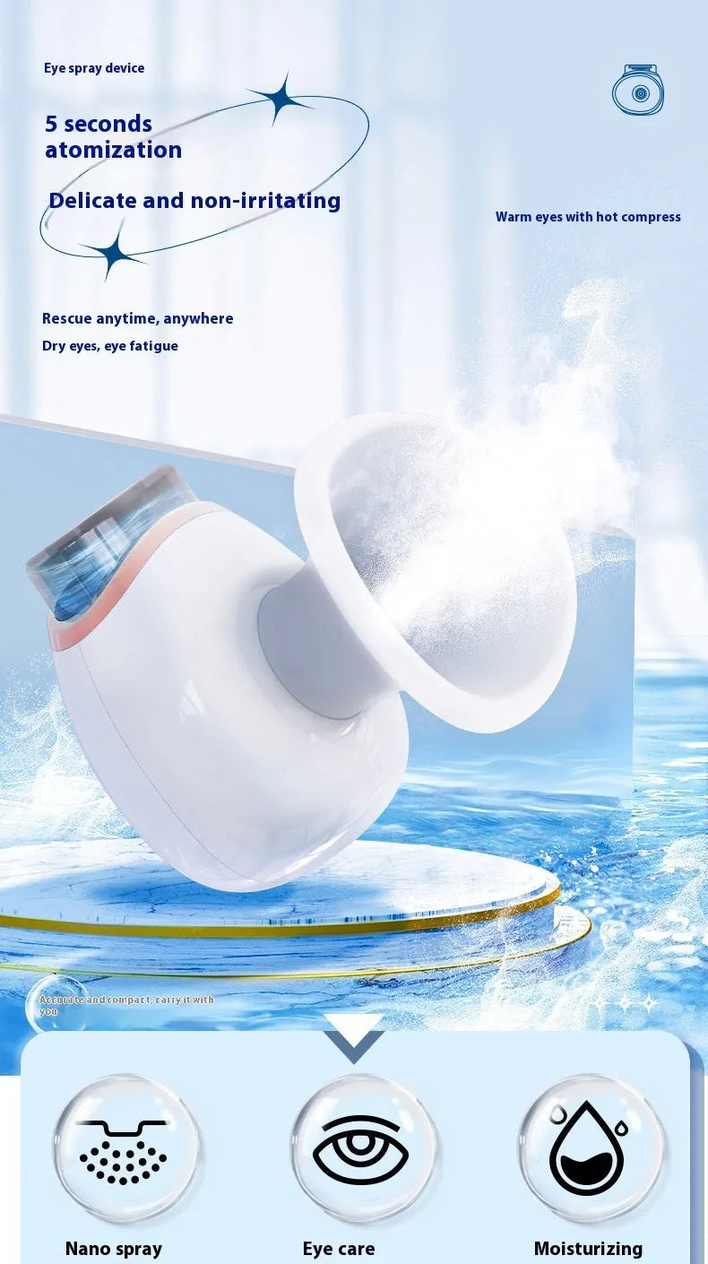 USB rechargeable eye humidifier in purple colour with charging cable
