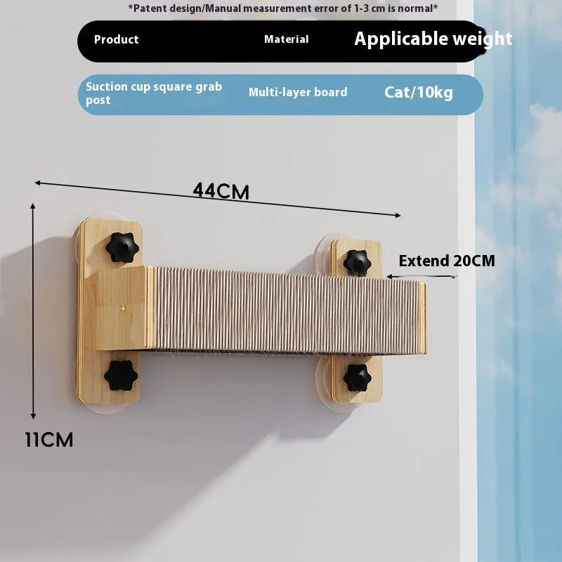 Space capsule design cat scratching post mounted on wall with sisal rope scratching surface