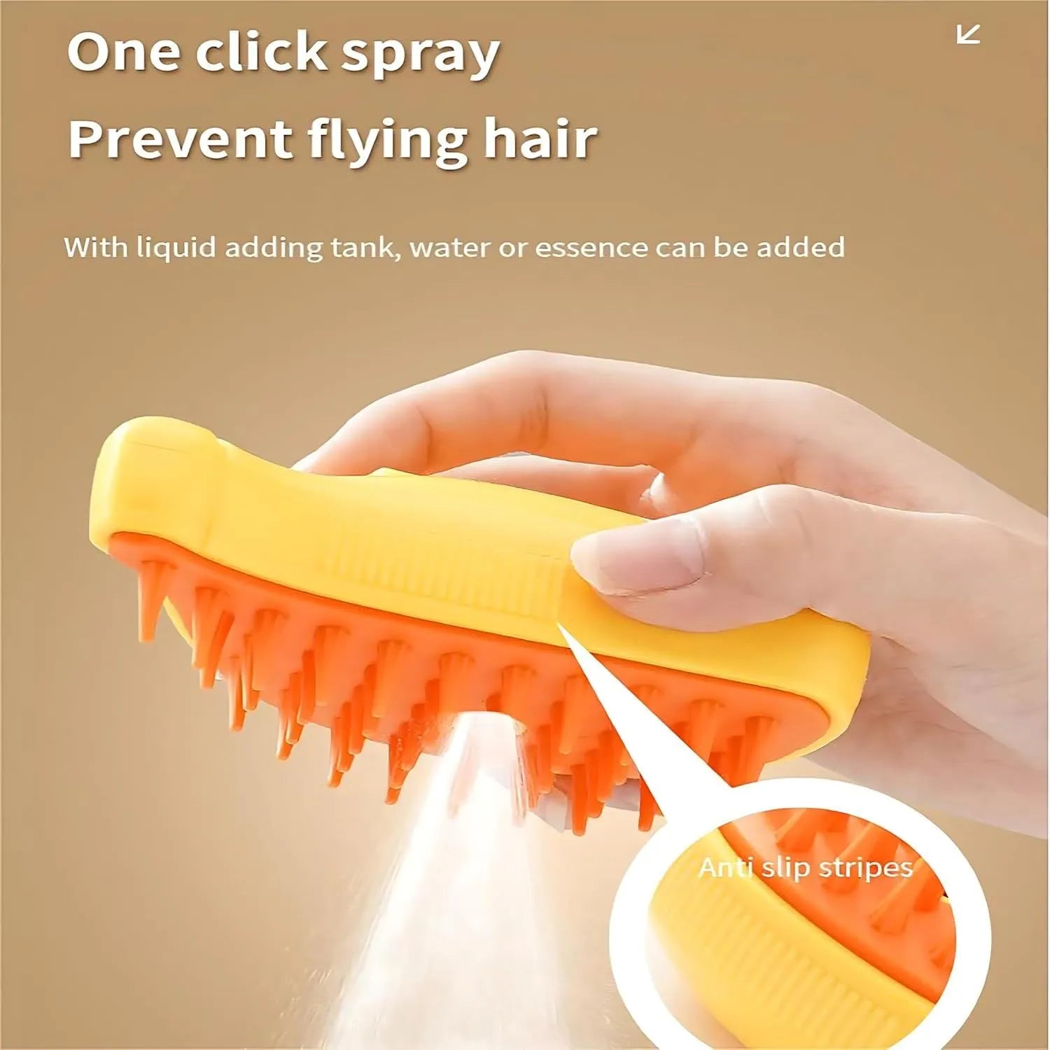 Green and yellow rechargeable cat steam brush with silicone round teeth and cat paw-shaped ends