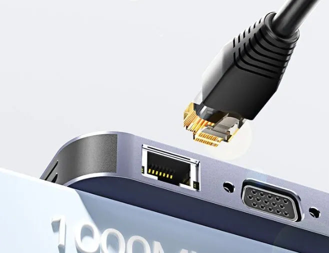 11-in-1 USB-C expansion dock hub with multiple ports and a 20cm black cable.
