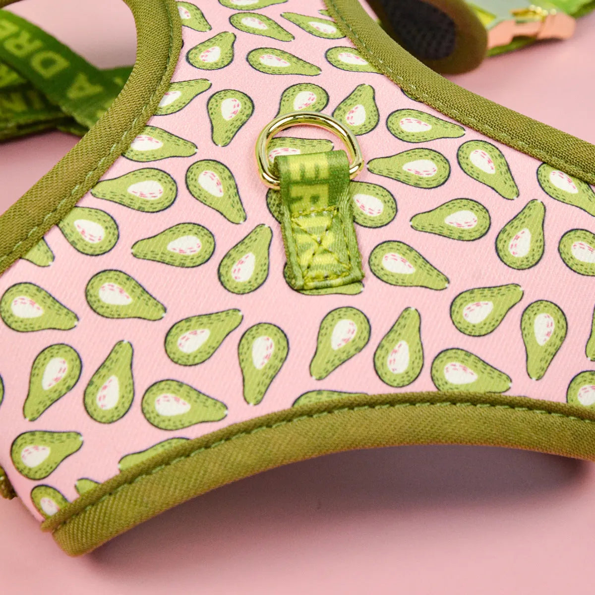 Colourful polyester dog harness for medium and large breeds on a white background