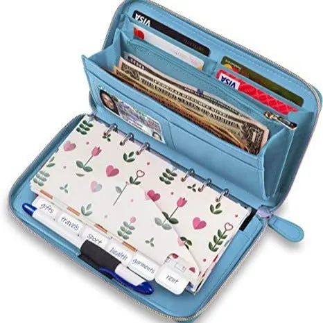 RFID blocking card holder wallet in multiple colours showing card slots and compact design