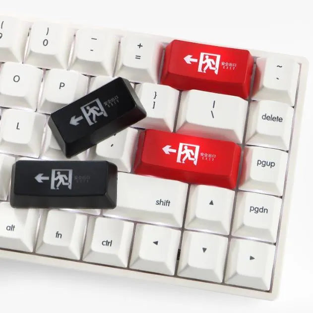 Red emergency exit symbol backspace keycap for mechanical keyboard customisation