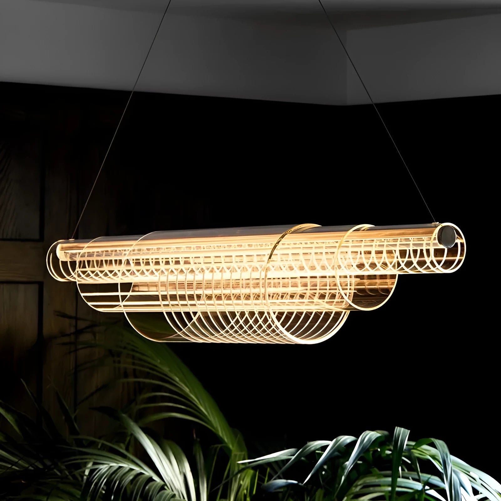 Minimalist modern glass pendant lamp with iron body for restaurant or bar LED lighting