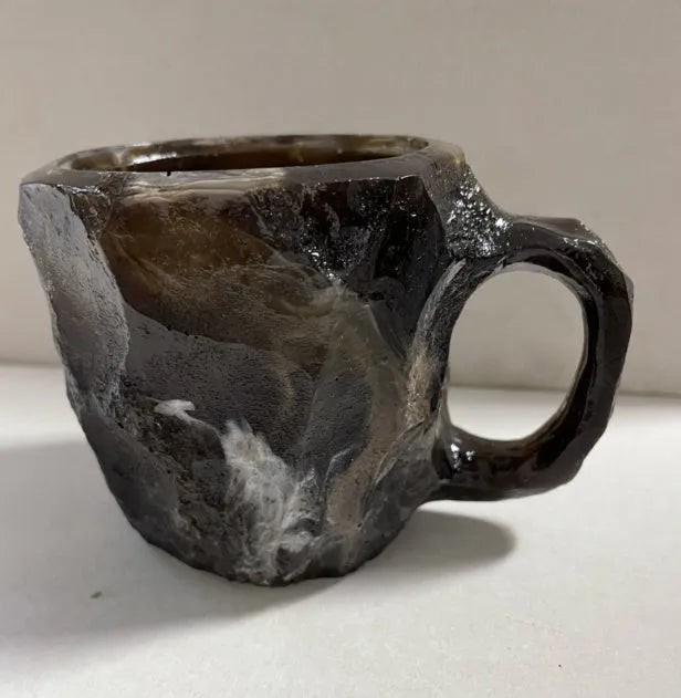 400ml resin coffee mug with mineral crystal design and handle in multiple colour options