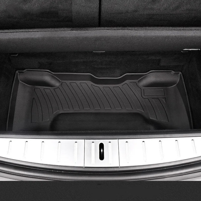 Rubber car floor mat with TPE footrest for Tesla Model 3, Y, S, and X vehicles