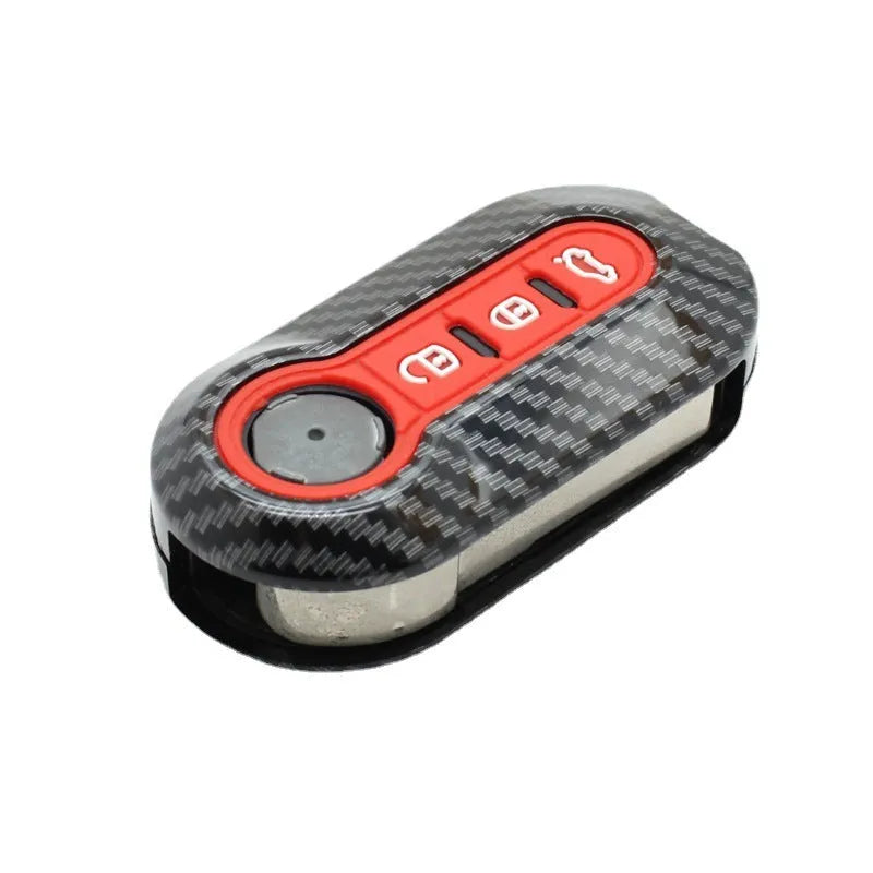 ABS car key case with carbon fibre pattern for Fiat remote keys in black, red, dark blue
