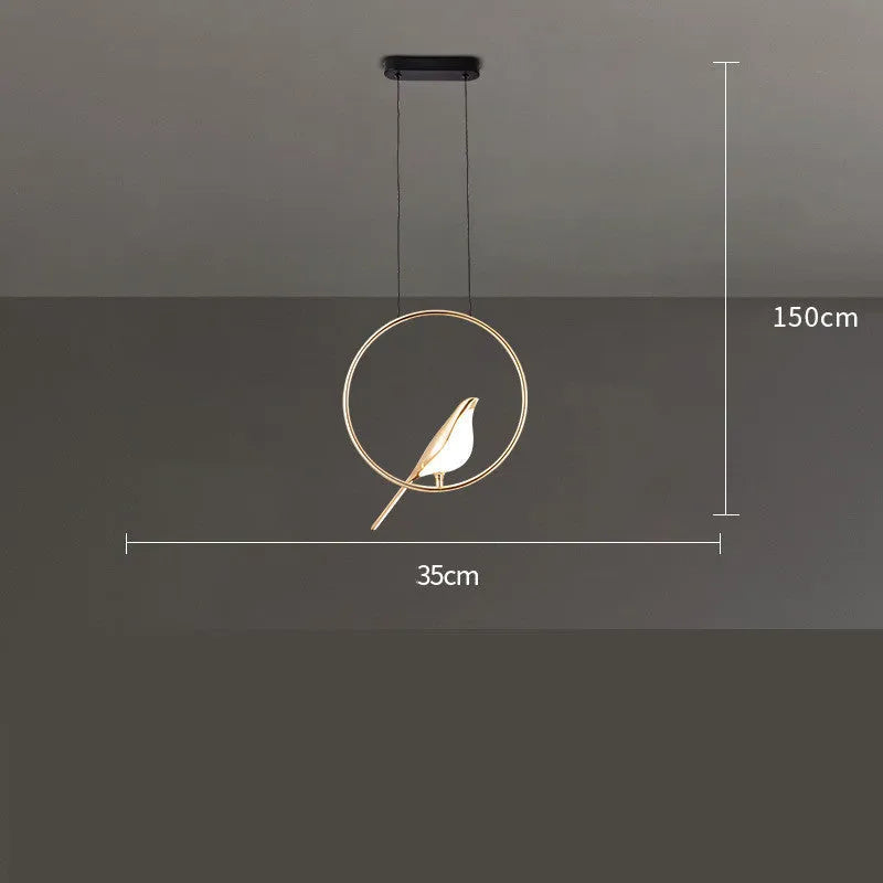 Modern minimalist magpie bird chandelier with zinc alloy framework and acrylic elements
